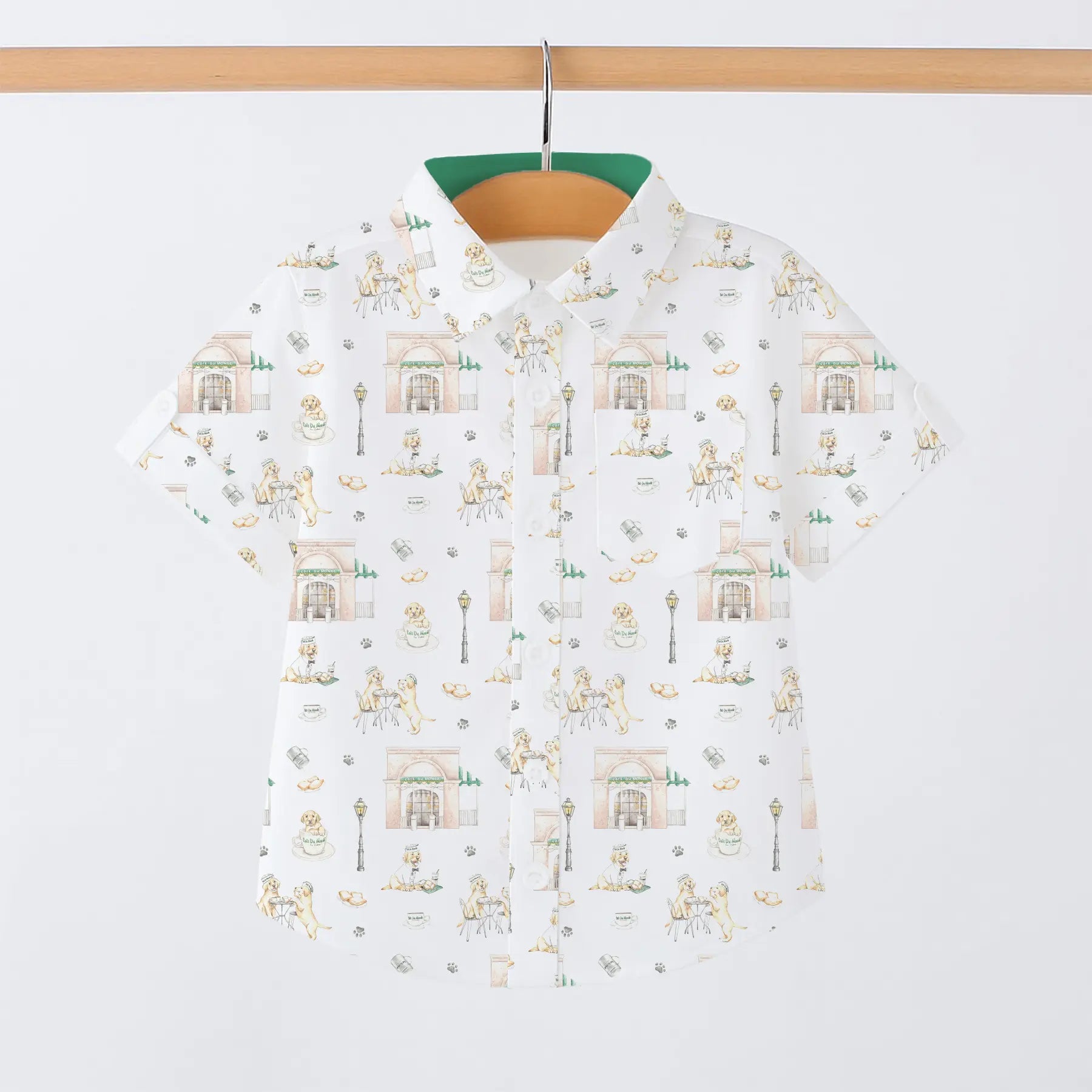 Powdered Sugar & Puppies Kids Short Sleeve Collared Shirt Nola Tawk