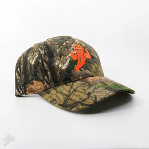 Camo baseball cap with orange pepper logo