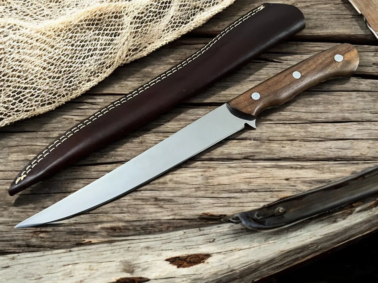 Premium 13.4" Handmade Fillet Knife with Rosewood Handle by Damascus Knife Store, Damascus knife main product photo