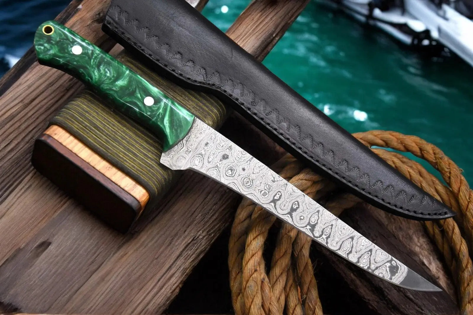 Premium Damascus Fillet Knife – 12.8" Handmade Precision Damascus Knife Store
