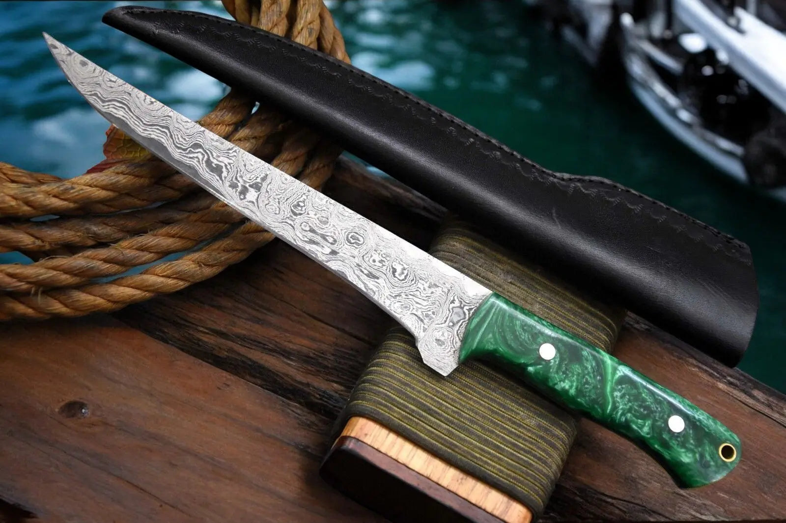Premium Damascus Fillet Knife – 12.8" Handmade Precision Damascus Knife Store