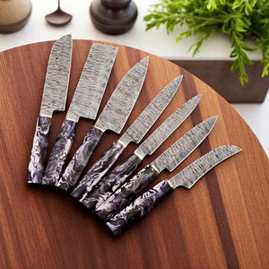 Premium Damascus Knife Set with Leather Roll Damascus Knife Store