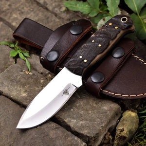 Premium Handmade Hunting Knife with Sheep Horn Handle Damascus Knife Store