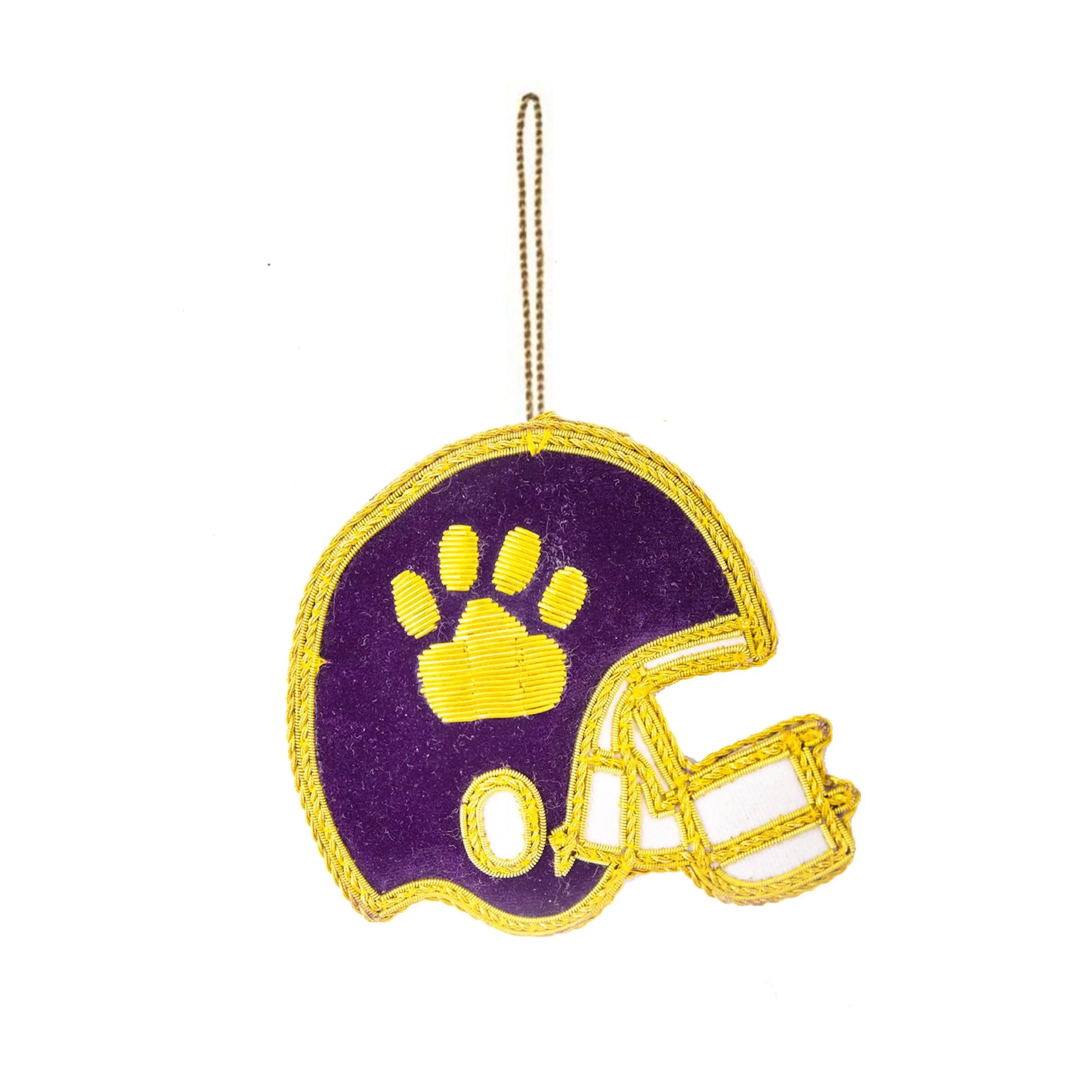 Purple & Gold Football Helmet Embroidered Christmas Ornament Nola Tawk