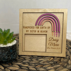 Rainbow Baby Ultrasound Frame - Handpicked for Earth by Sister in Heaven - Daisy Marie - Due October 2025 - Memorial Keepsake