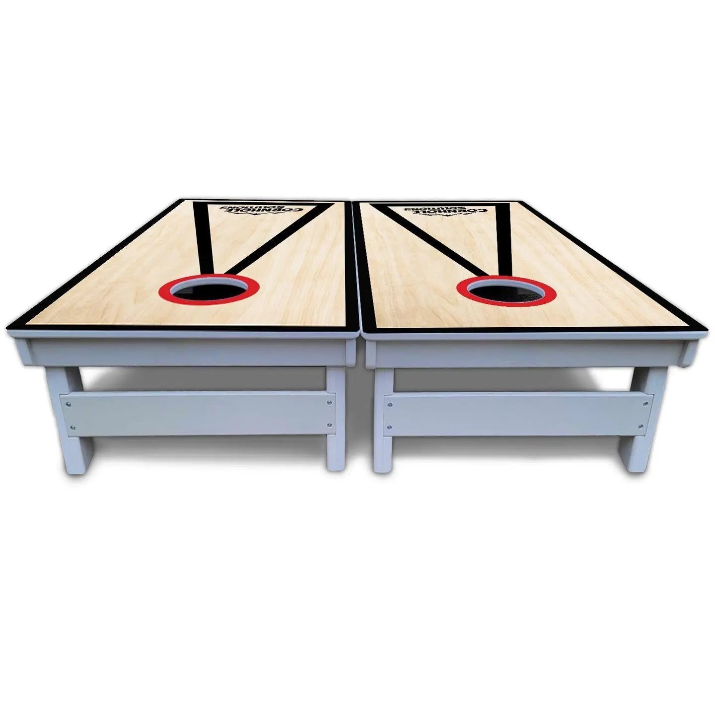 Red/Black Hole Ring Cornhole Boards - All Weather Series