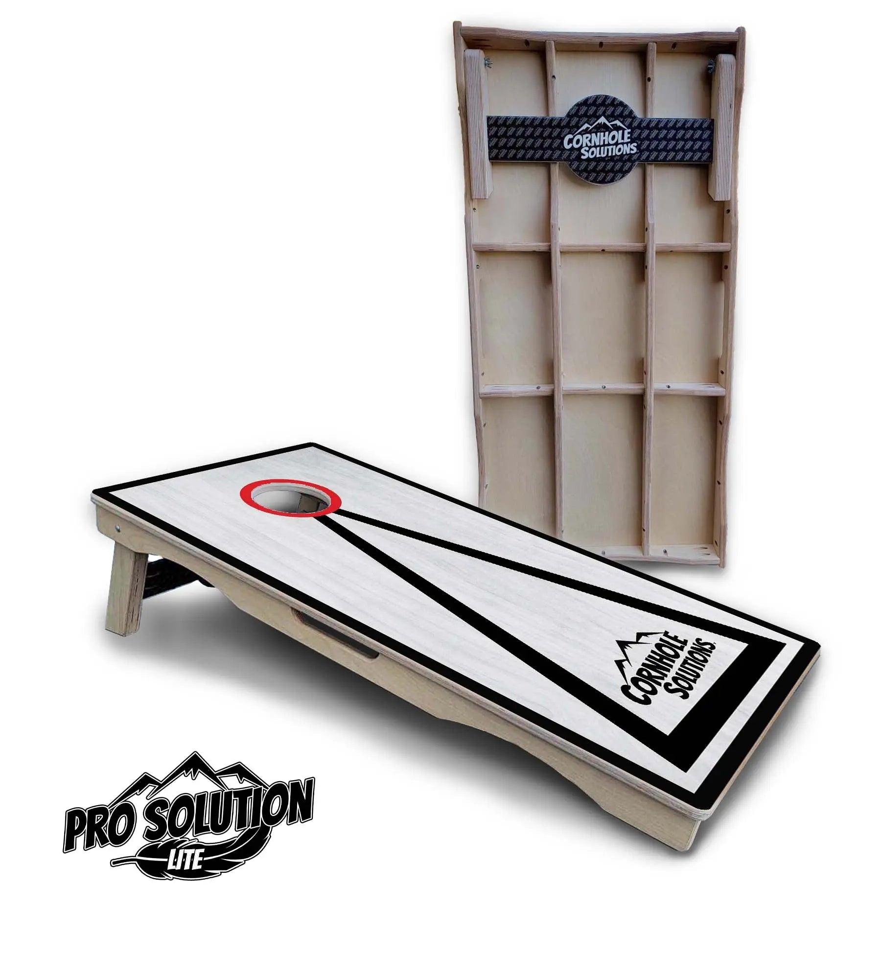 Red/Black Hole Ring Grey Wash Cornhole Boards - Pro Solution Lite Series Cornhole Solutions