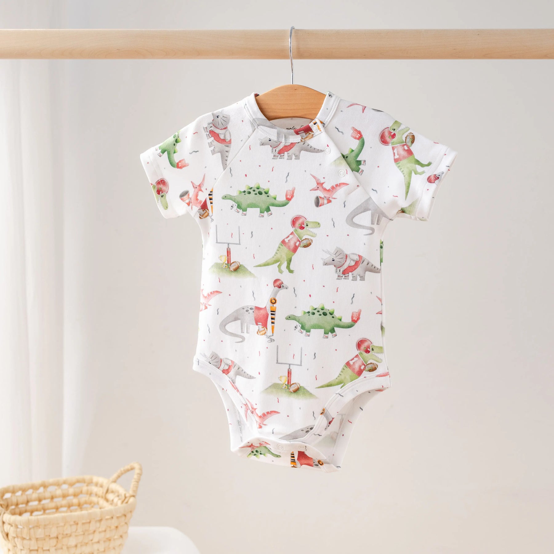Red Dino All-Stars Organic Cotton Onesie Nola Tawk