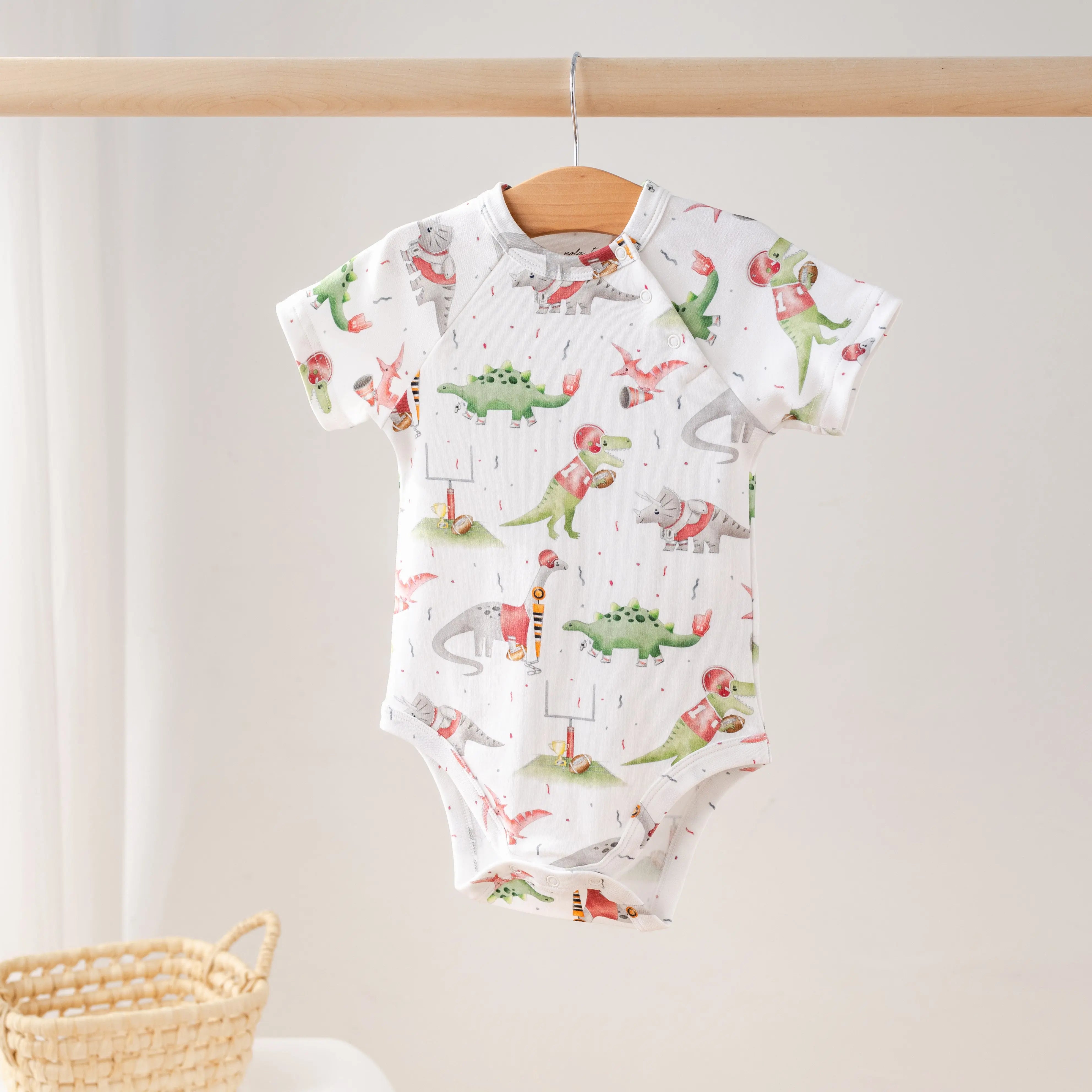 Red Dino All-Stars Organic Cotton Onesie Nola Tawk