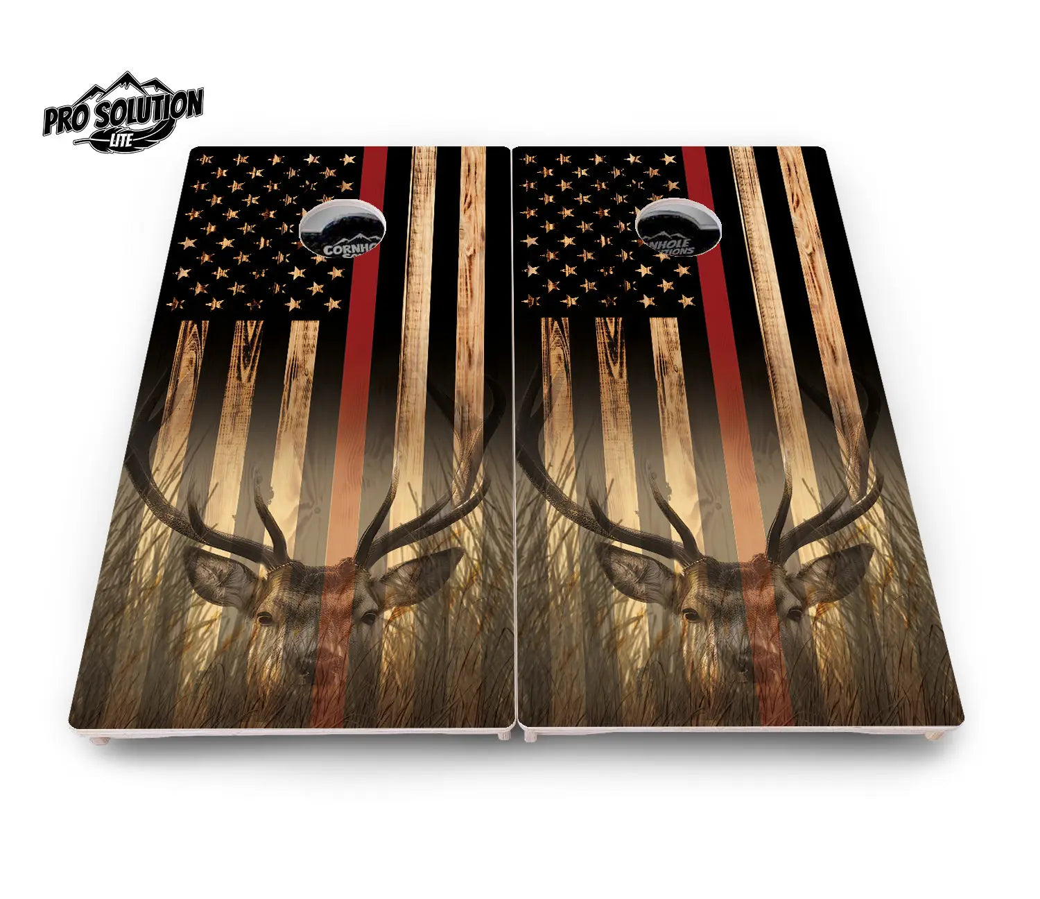 Red Line Deer & Fish Flag Cornhole Boards - Pro Solution Elite Series Cornhole Solutions
