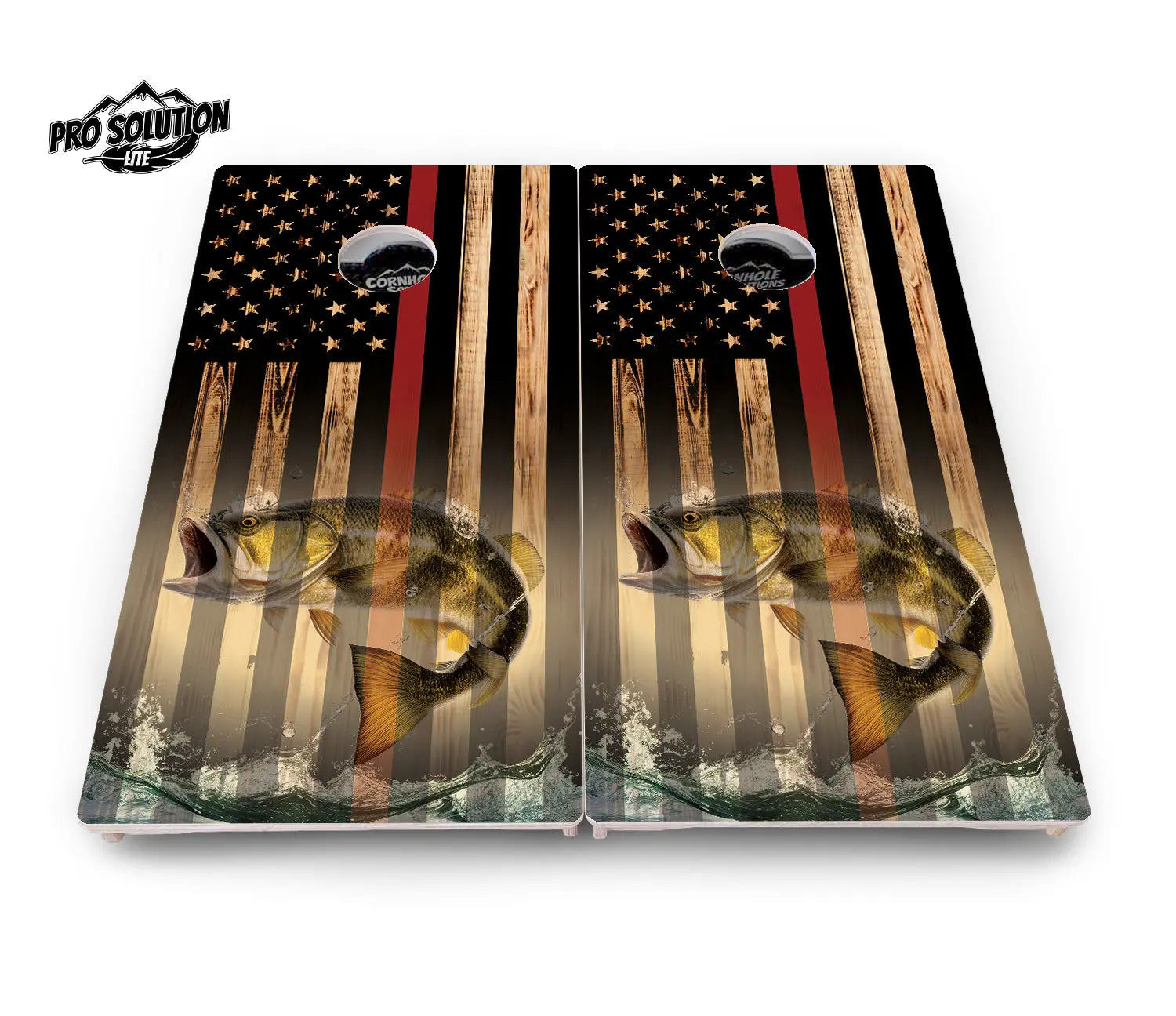 Red Line Deer & Fish Flag Cornhole Boards - Pro Solution Elite Series Cornhole Solutions