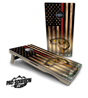 Red Line Deer & Fish Flag Cornhole Boards - Pro Solution Elite Series Cornhole Solutions