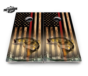 Red Line Deer & Fish Flag Cornhole Boards - Pro Solution Lite Series Cornhole Solutions