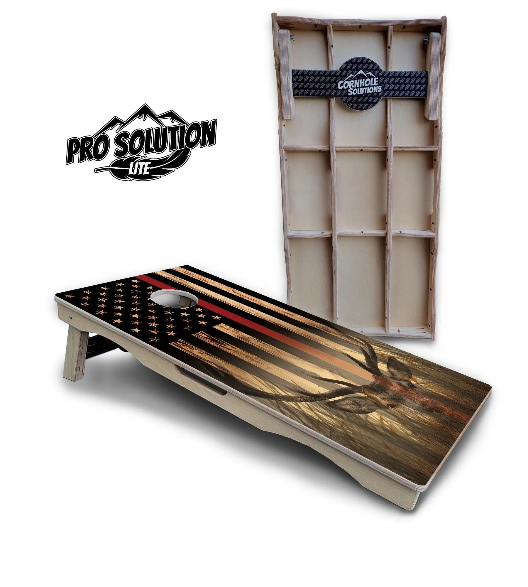 Red Line Deer & Fish Flag Cornhole Boards - Pro Solution Lite Series Cornhole Solutions
