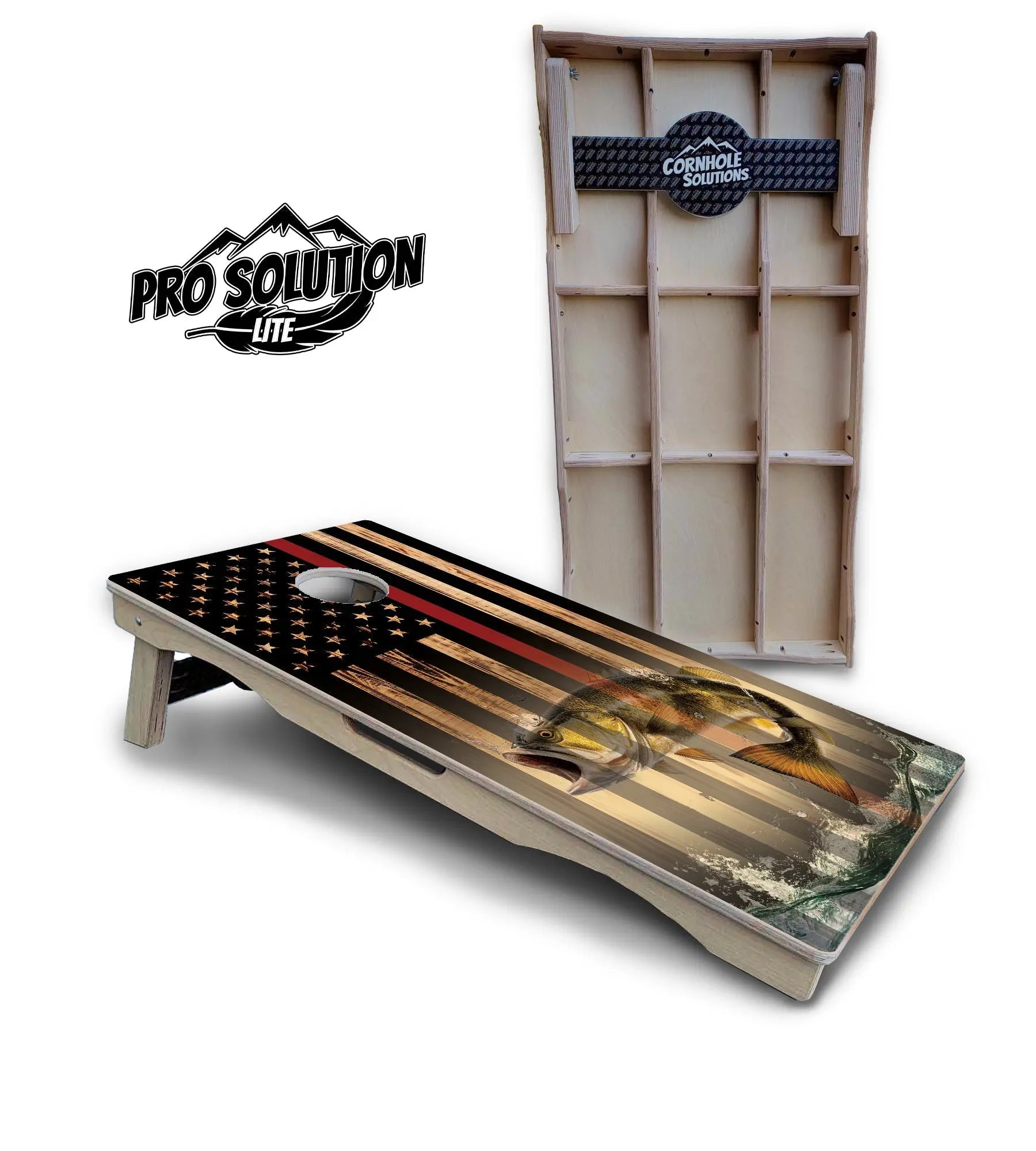Red Line Deer & Fish Flag Cornhole Boards - Pro Solution Lite Series Cornhole Solutions