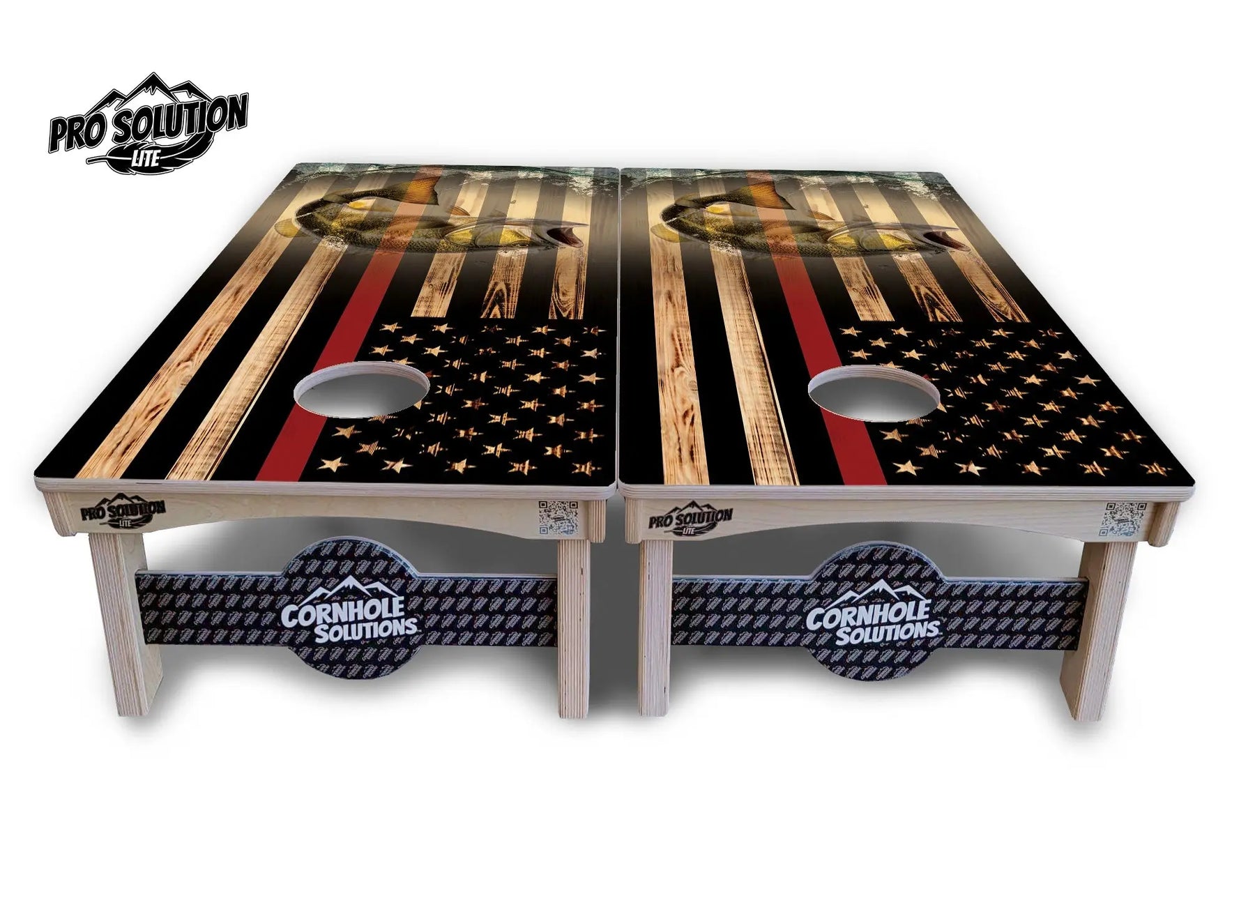 Red Line Deer & Fish Flag Cornhole Boards - Pro Solution Lite Series Cornhole Solutions