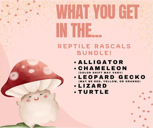 Reptile Rascals Fidget Bundle: Alligator, Chameleon, Gecko, Lizard, Turtle Sensory Toys, Collectibles. Kid-Safe Handmade!