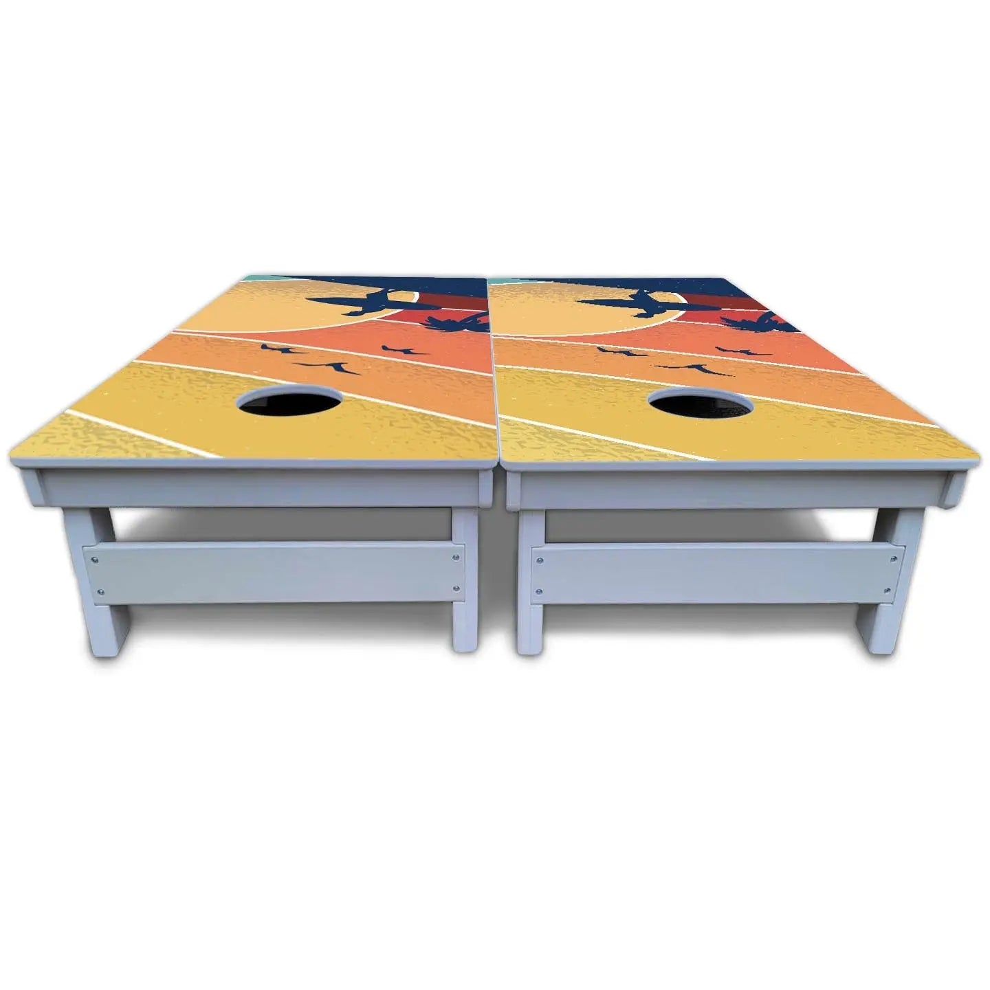 Retro Beach Cornhole Boards - All Weather Series Cornhole Solutions