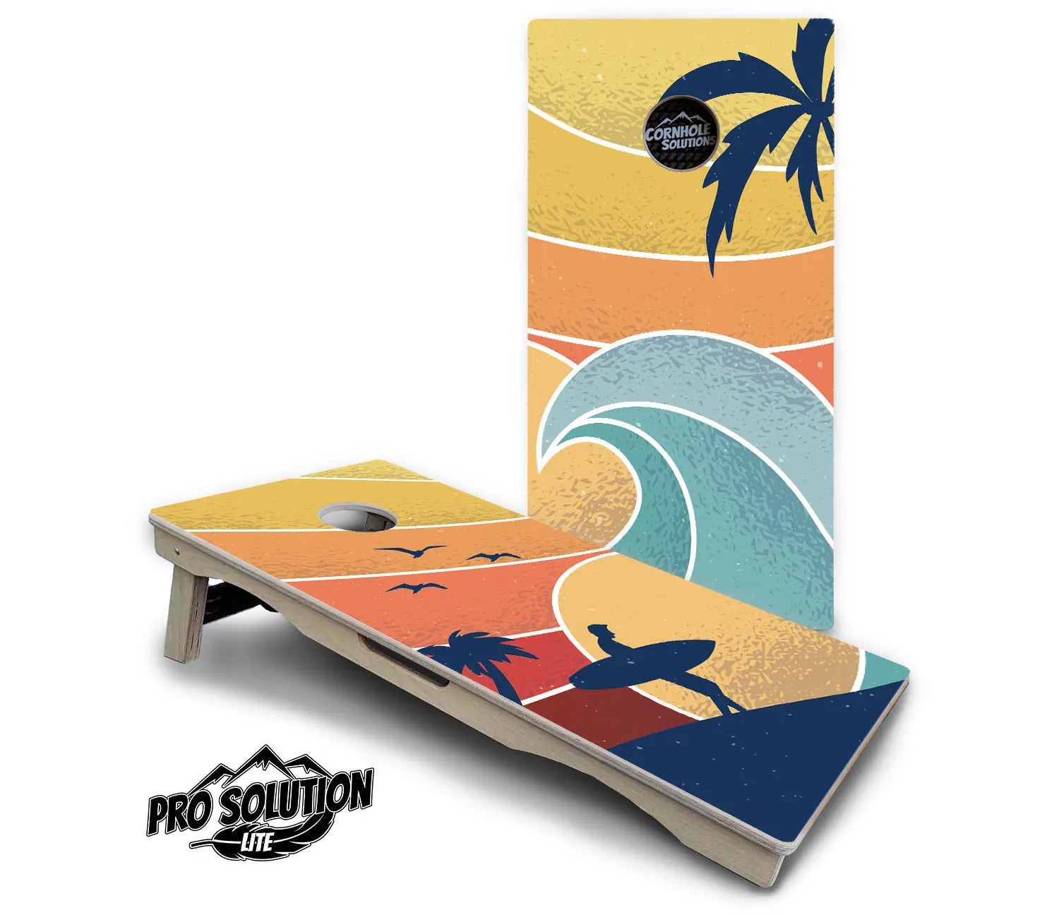 Retro Beach Cornhole Boards - Pro Solution Lite Series Cornhole Solutions