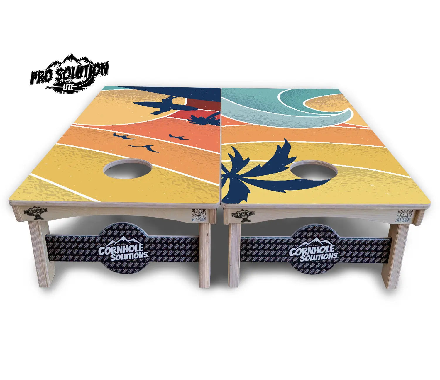 Retro Beach Cornhole Boards - Pro Solution Lite Series Cornhole Solutions