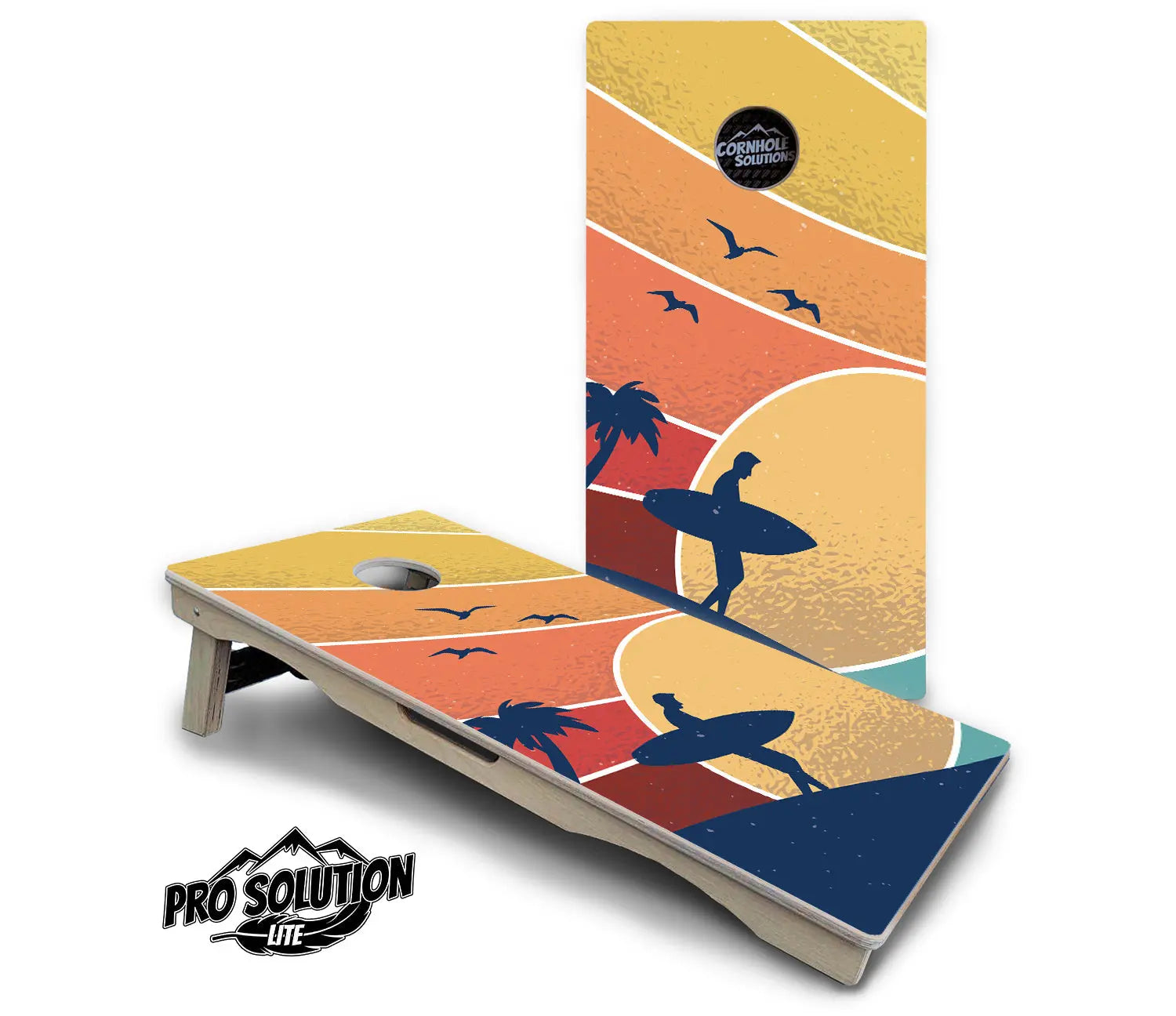 Retro Beach Cornhole Boards - Pro Solution Lite Series Cornhole Solutions