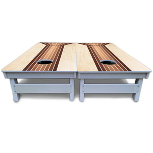 Retro Wood Lines Cornhole Boards - All Weather Series Cornhole Solutions