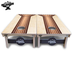 Retro Wood Lines Cornhole Boards - Pro Solution Elite Series Cornhole Solutions