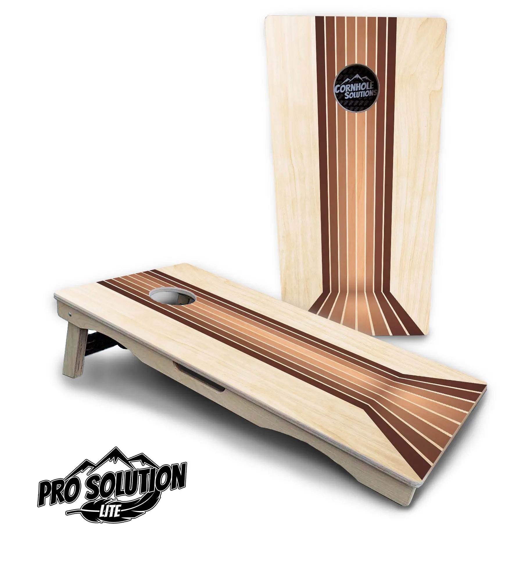 Retro Wood Lines Cornhole Boards - Pro Solution Lite Series Cornhole Solutions