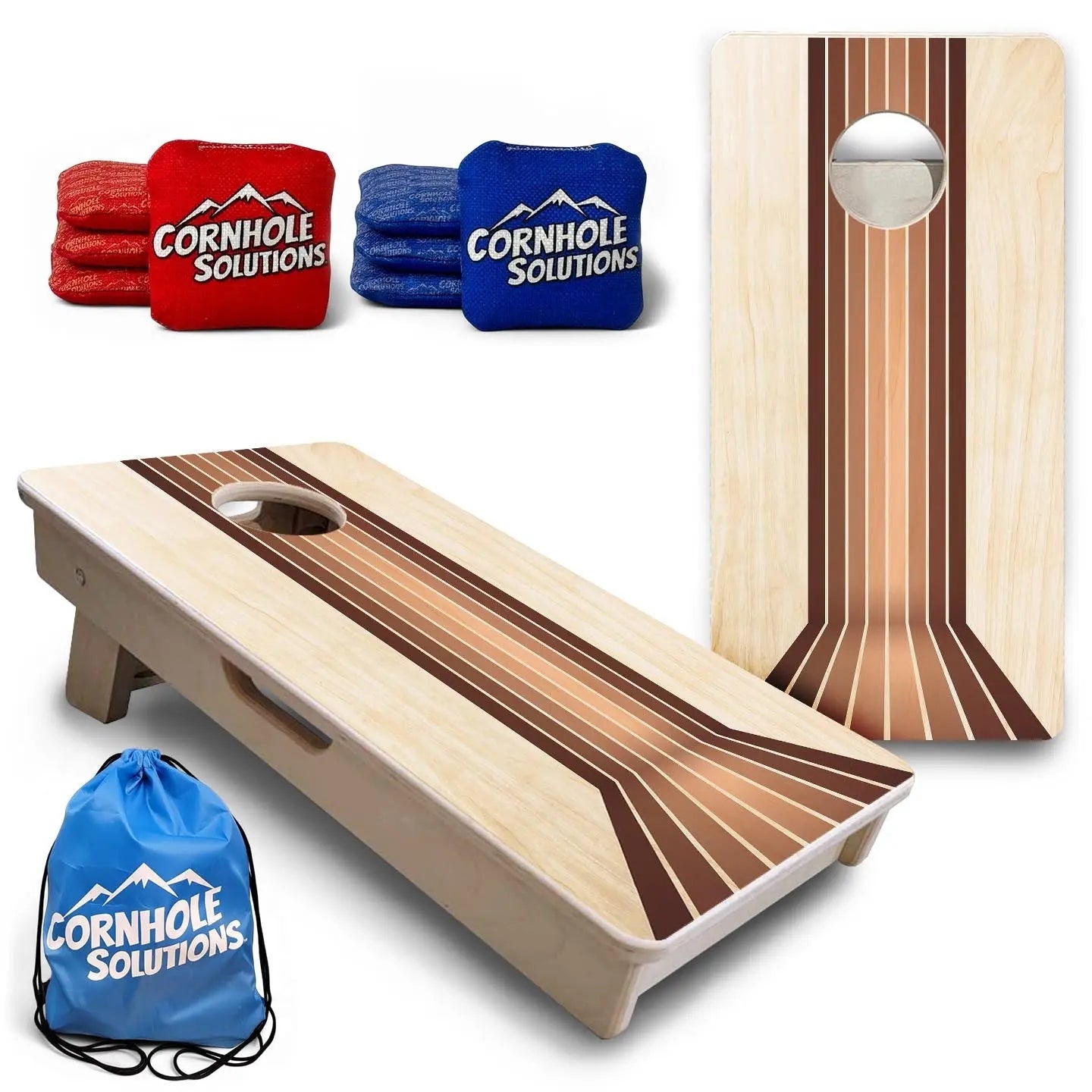 Retro Wood Lines - Mini or Vacation Size Cornhole Boards Cornhole Solutions