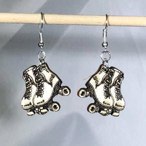 Roller Derby Skate Wooden Dangle Earrings | Skating Jewelry