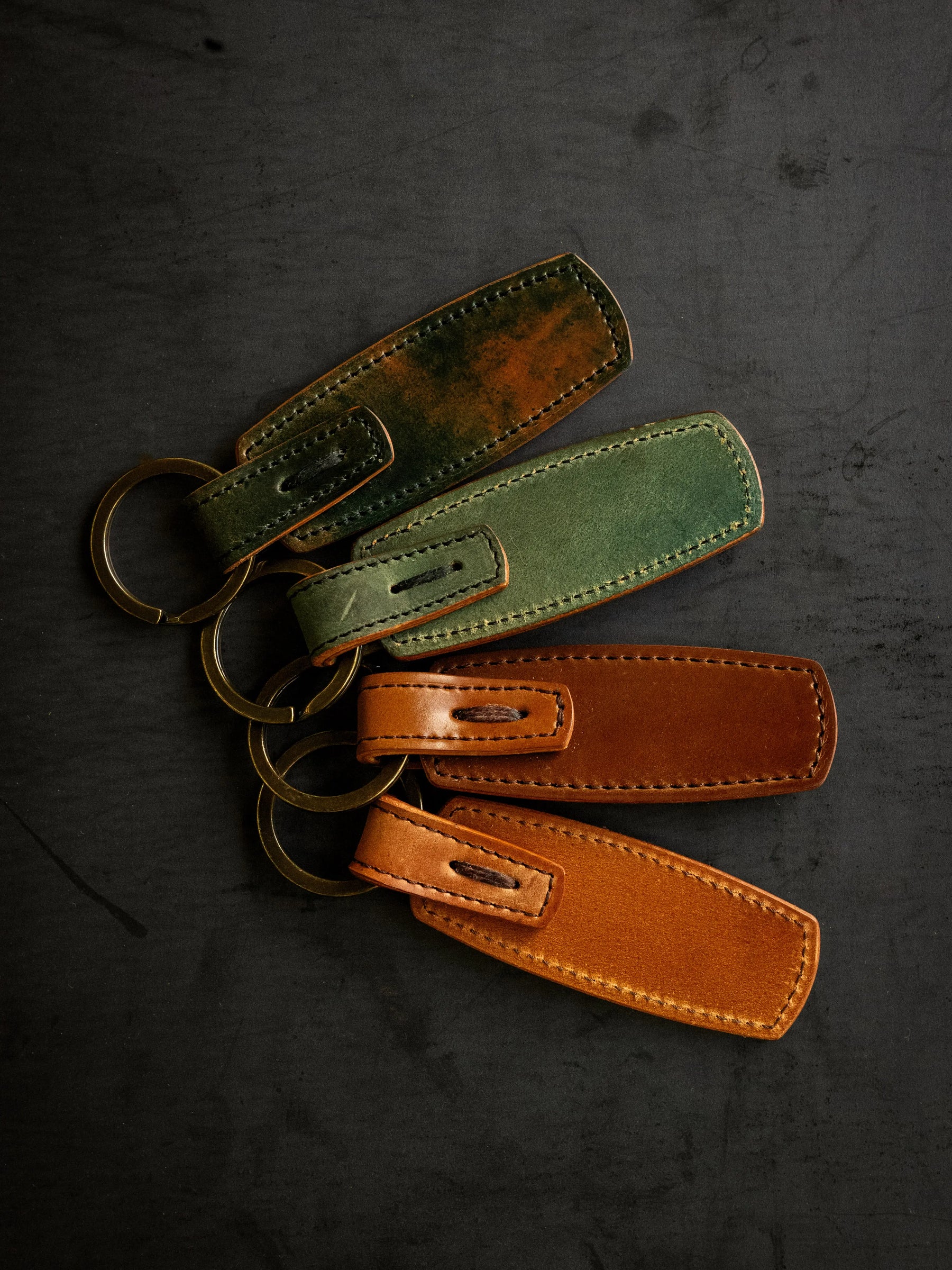Rover Key Ring - Marbled Black Horween Shell Cordovan Loyal Stricklin