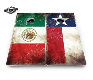 Rustic Texas & Mexico Flag Cornhole Boards - Pro Solution Lite Series Cornhole Solutions