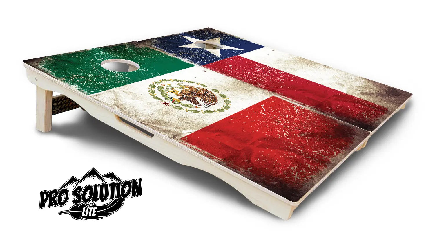 Rustic Texas & Mexico Flag Cornhole Boards - Pro Solution Lite Series Cornhole Solutions