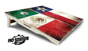 Rustic Texas & Mexico Flag Cornhole Boards - Pro Solution Lite Series Cornhole Solutions