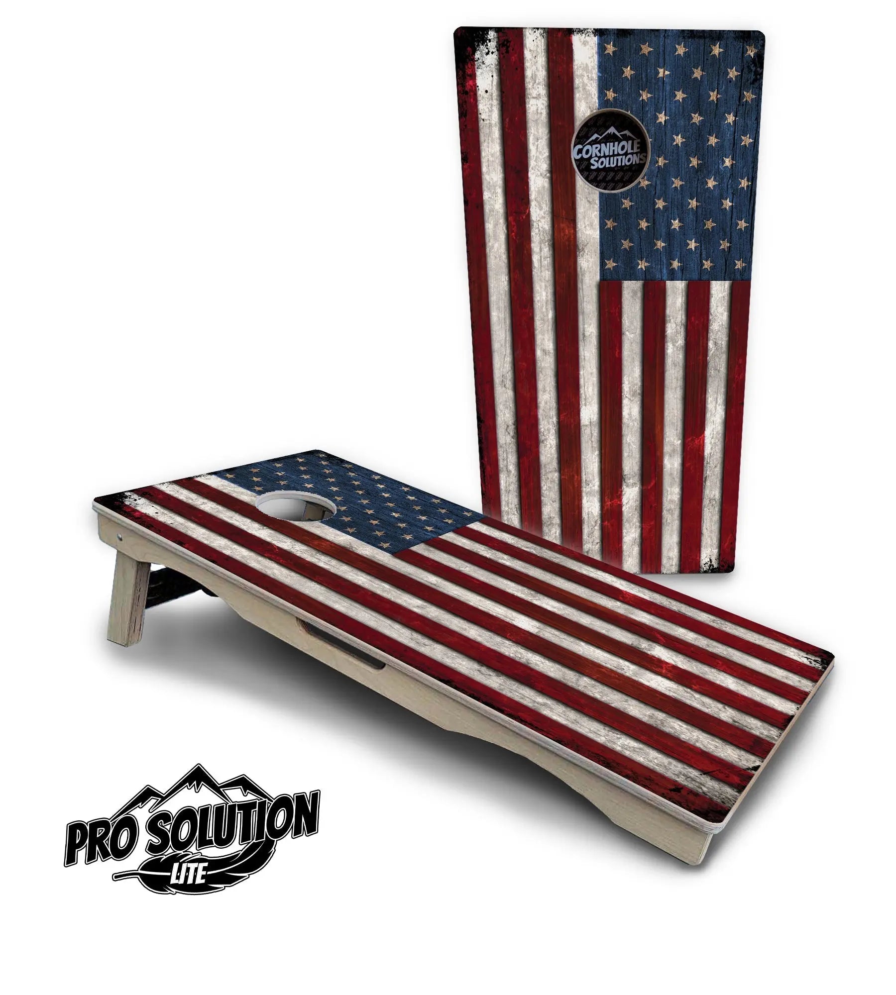 Rustic USA Flag Cornhole Boards - Pro Solution Lite Series Cornhole Solutions