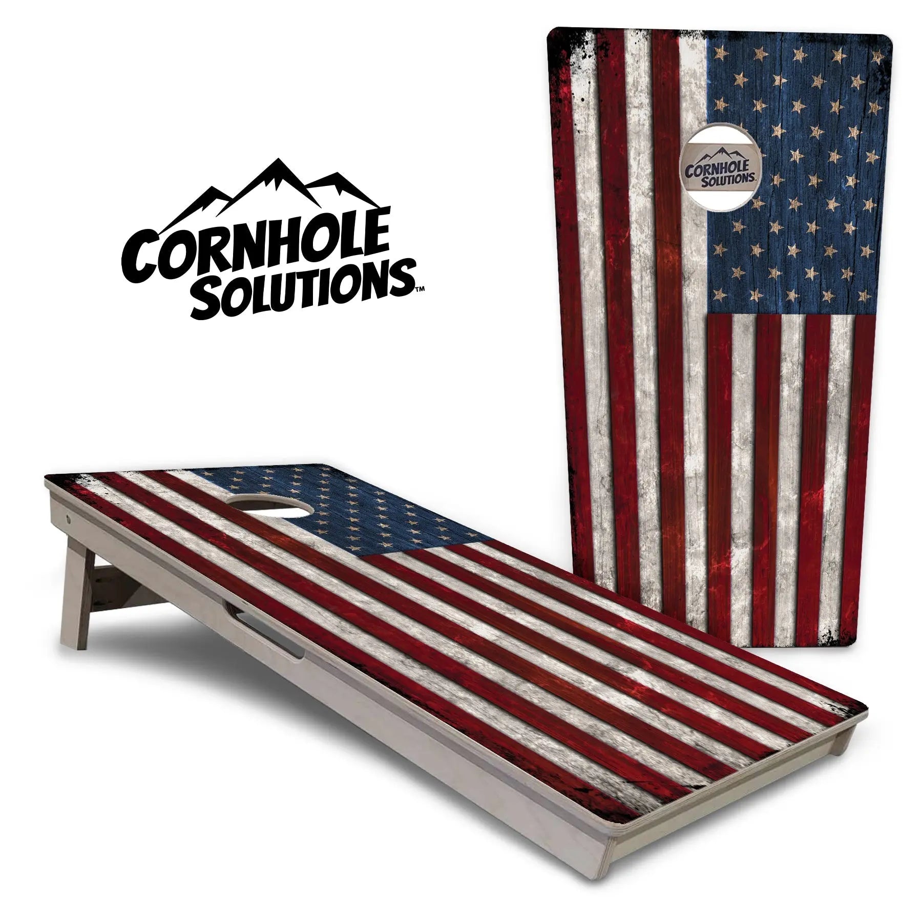 Rustic USA Flag Cornhole Boards - Professional Tournament Series Cornhole Solutions