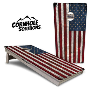Rustic USA Flag Cornhole Boards - Professional Tournament Series Cornhole Solutions