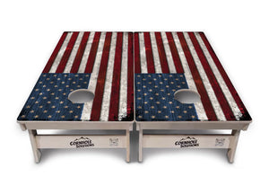 Rustic USA Flag Cornhole Boards - Professional Tournament Series Cornhole Solutions