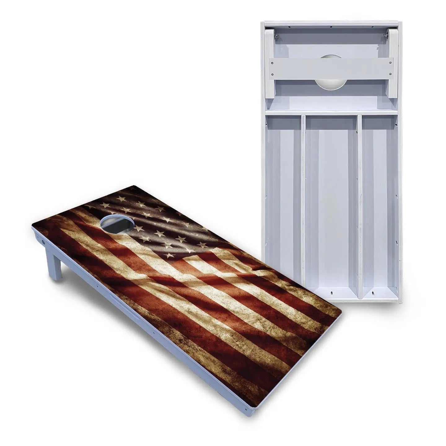 Rustic Wavy Flag Cornhole Boards - All Weather Series Cornhole Solutions