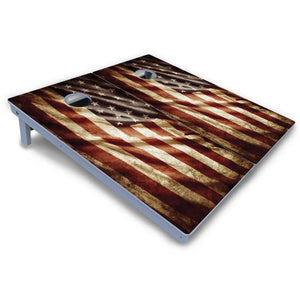 Rustic Wavy Flag Cornhole Boards - All Weather Series Cornhole Solutions