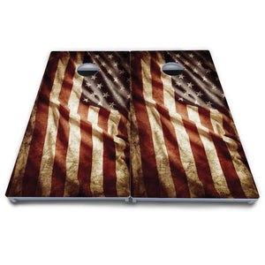 Rustic Wavy Flag Cornhole Boards - All Weather Series Cornhole Solutions