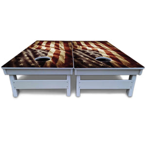 Rustic Wavy Flag Cornhole Boards - All Weather Series Cornhole Solutions