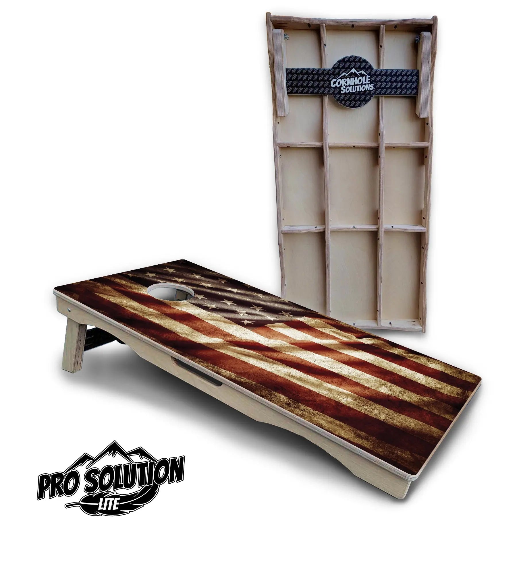 Rustic Wavy Flag Cornhole Boards - Pro Solution Lite Series Cornhole Solutions