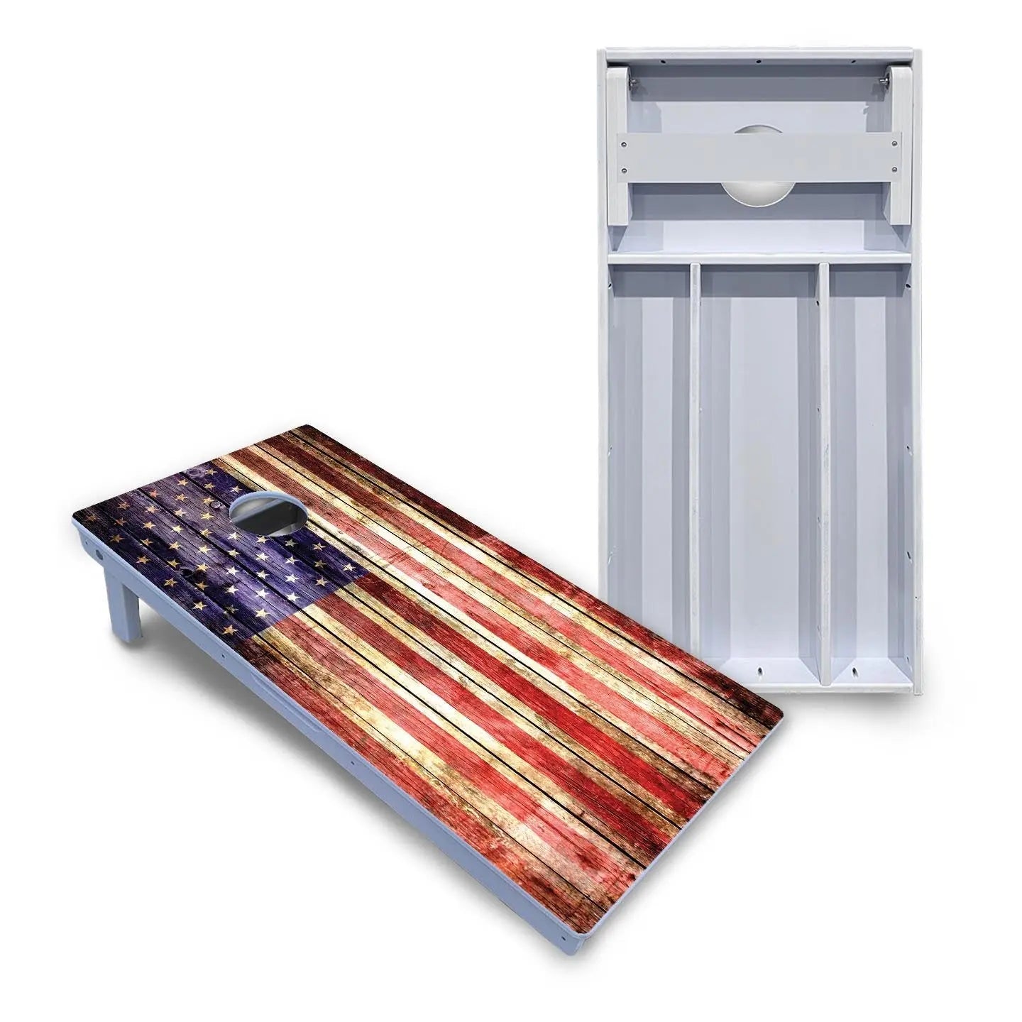 Rustic Wood Flag Cornhole Boards - All Weather Series Cornhole Solutions