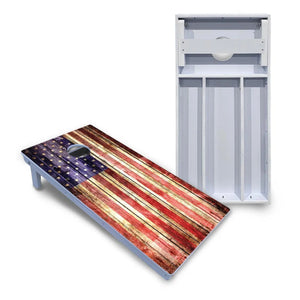 Rustic Wood Flag Cornhole Boards - All Weather Series Cornhole Solutions