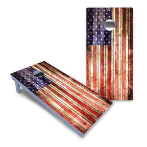 Rustic Wood Flag Cornhole Boards - All Weather Series Cornhole Solutions