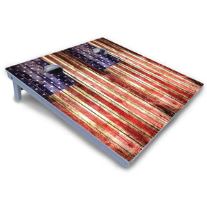 Rustic Wood Flag Cornhole Boards - All Weather Series Cornhole Solutions