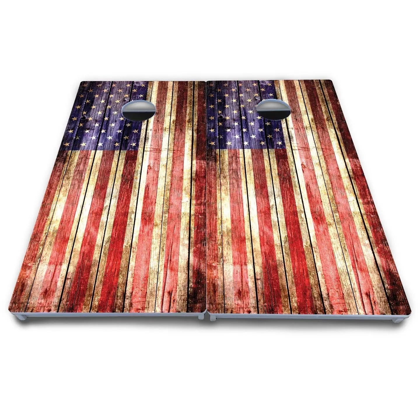 Rustic Wood Flag Cornhole Boards - All Weather Series Cornhole Solutions