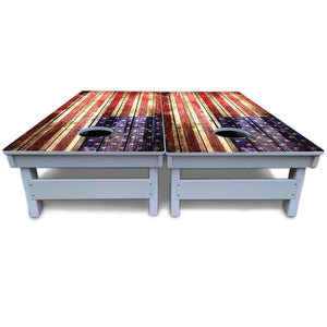 Rustic Wood Flag Cornhole Boards - All Weather Series Cornhole Solutions