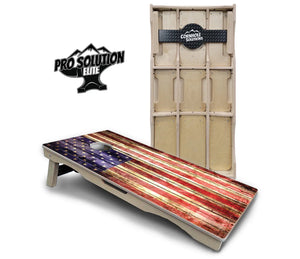 Rustic Wood Flag Cornhole Boards - Pro Solution Elite Series Cornhole Solutions